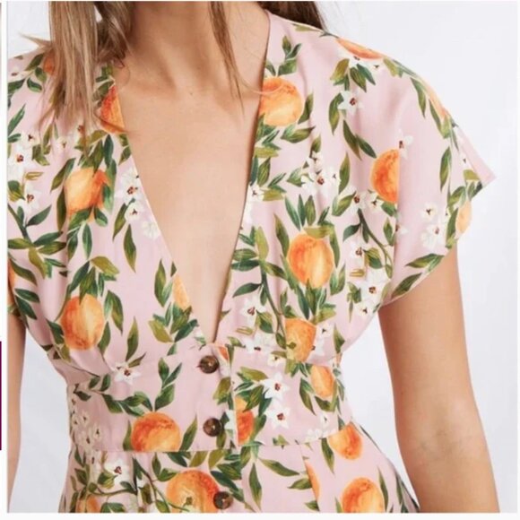 Marine Layer Women’s Camila Dress Oranges Print Size XS - Picture 2 of 9